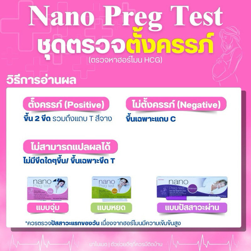 Nano Pregnancy Test ชุดตรวจการตั้งครรภ์ ตรวจท้องได้แม่นยำ 99% รู้ผลไวภายใน 40 วินาที (ไม่ระบุชื่อสินค้า)