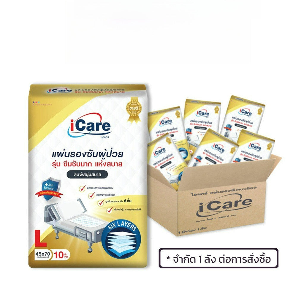 iCare Absorbent Pad Size L (Size: 45 x 70 cm.)[100pcs/Carton]]