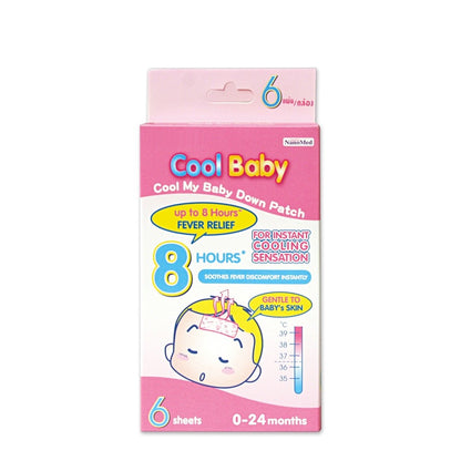 Cool Baby แผ่นเจลลดไข้คูลเบบี้เด็กแรกเกิด-2ปีขึ้นไป อ่อนโยน ติดแน่น เย็นนาน 8ชม. ลายการ์ตูน (6ชิ้น)