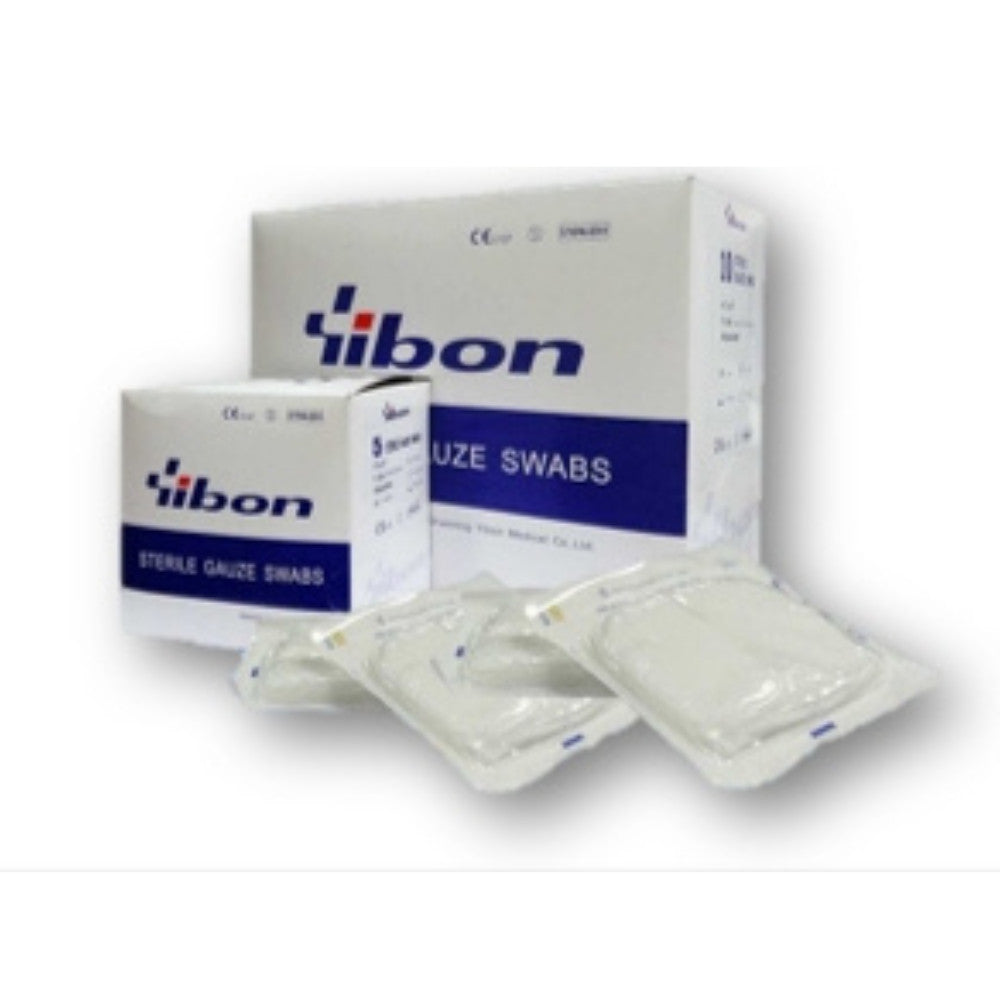 Yibon Sterile Gauze Swabs ผ้าก๊อซ 8 พับ ปลอดเชื้อ 2"x2", 3"x3", 4"x4" (5ชิ้น/ซอง) (20ซอง/กล่อง)