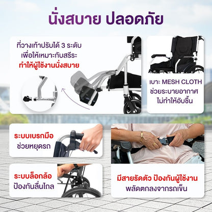 ALLWELL Hospital Grade Wheelchair รถเข็นวีลแชร์ เกรดเครื่องมือแพทย์ รถเข็นผู้สูงอายุ [1 Year Warranty]