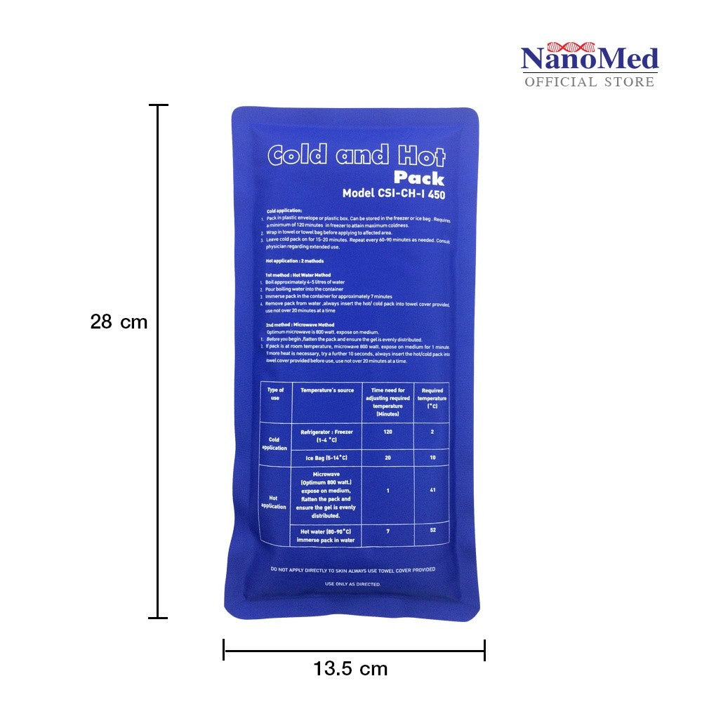 NanoMed เจลประคบเย็น-ร้อน เข้าเวฟได้โดยตรง แช่ฟรีสไม่แข็งเป็นก้อน แถมถุงผ้า+ซองเก็บ ลดปวดลดบวม 3ไซซ์