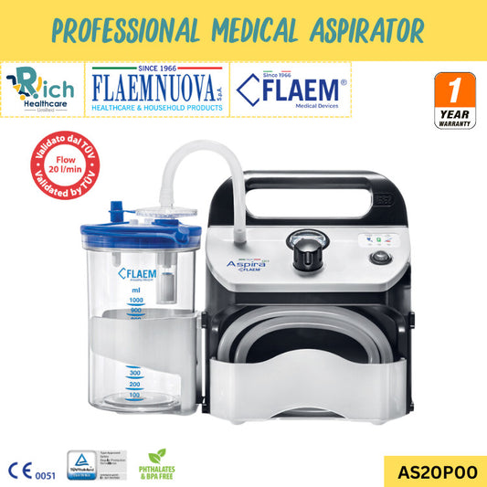 Flaem Nuova Aspira Plus เครื่องดูดเสมหะแบบพกพา ใช้ได้ทั้งที่บ้าน ในรถ โรงพยาบาล และสถานพยาบาล [รับประกันตัวเครื่อง 1 ปี]