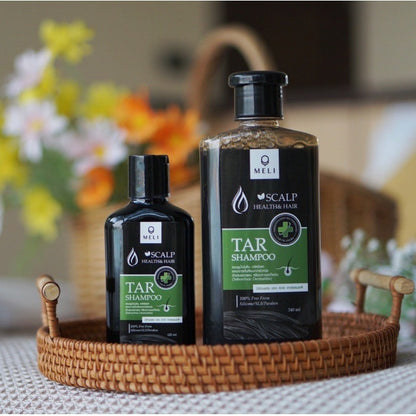 MELI TAR Premium Herbal Shampoo แชมพู ลดรังแค ชันนะตุ สะเก็ดเงิน สามารถใช้อาบน้ำได้ [120ml,340ml,500ml]