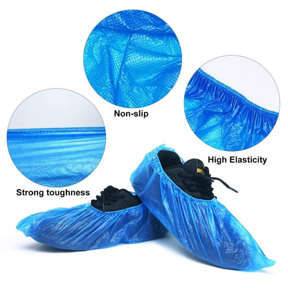 Rich Healthcare PE Shoe Cover ถุงพลาสติกสวมคลุมรองเท้ากันเปื้อนกันฝุ่นและสามารถกันน้ำได้ด้วย 50 /100 ชิ้น [Free Size}