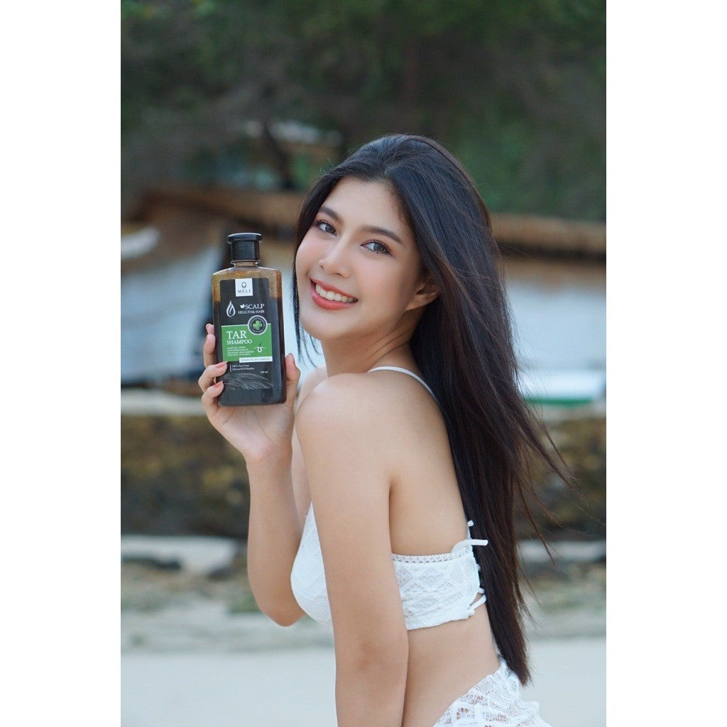 MELI TAR Premium Herbal Shampoo แชมพู ลดรังแค ชันนะตุ สะเก็ดเงิน สามารถใช้อาบน้ำได้ [120ml,340ml,500ml]