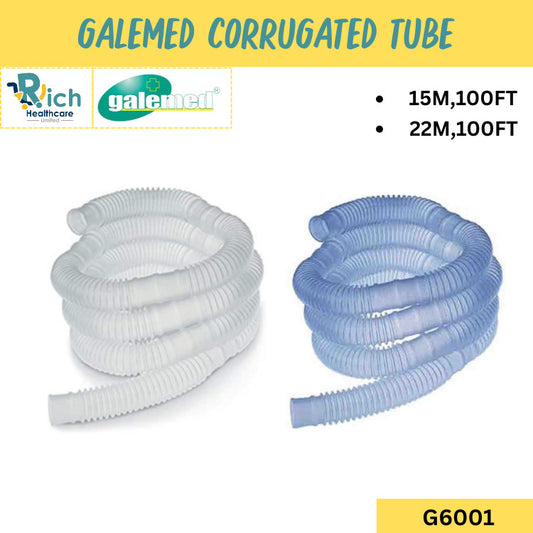 Galemed Oxygen Corrugated Tube สายงวงช้าง คอลลูเกต ท่อออกซิเจนสำหรับผู้ป่วยเจาะคอ สีขาว [15mm/22mm,100ft]