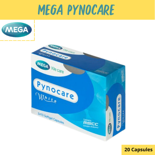 MEGA We care เมก้าวีแคร์ PYNOCARE WHITE 20 's ไพโนแคร์ ไวท์ ผลิตภัณฑ์เสริมอาหาร 20 เม็ด