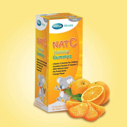 [ 1 เเถม 1 ] MEGA We care เมก้าวีแคร์ NAT-C YUMMYZ (25 's ) แนทซี ยัมมีกัมมีซ ผลิตภัณฑ์เสริมอาหาร 25 ชิ้น
