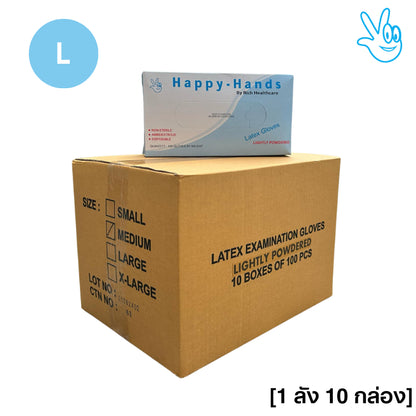 [Wholesale] Happy Hands [Lightly Powder] Latex Gloves [1 Carton = 10 Box]