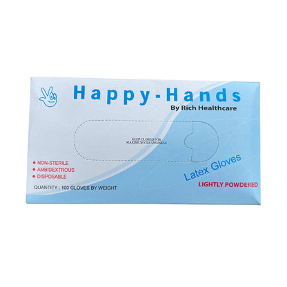 Happy Hands [Lightly Powder] Natural Latex Gloves [1box / 100 gloves]