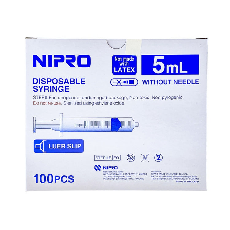 Nipro ไซริ้งค์พลาสติก นิปโปร 1ml, 3ml, 5ml, 10ml 20ml จำหน่ายต่อกล่อง สามารถเลือกได้ Luer Slip [ธรรมดา], Luer Lock