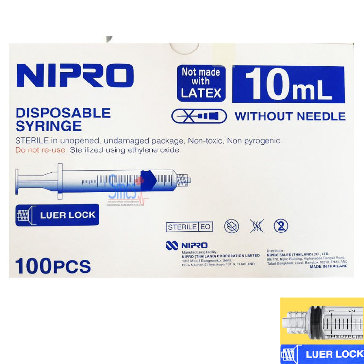 Nipro Disposable Syringe LL (1กล่อง) กระบอกฉีดยา นิโปร ไซริงค์ ขนาด 1 3 5 10 (100pcs) 20 (50pcs) ไม่มีเข็ม [Luer Lock]