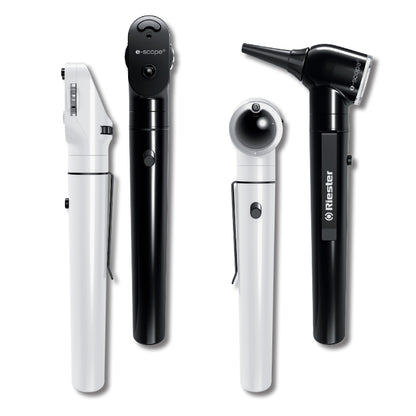 Riester ชุดอุปกรณ์สำหรับส่องตรวจหู แบบพกพา รุ่น e-scope F.O. Otoscope, LED3.7V (R2110,2111-203) [รับประกัน 1 ปี]