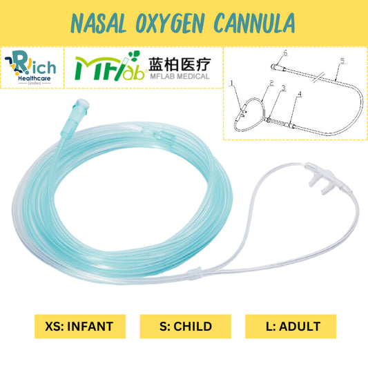 MFlab Nasal Oxygen Cannula Sterile (XS: Infant, S: Child, L: Adult)