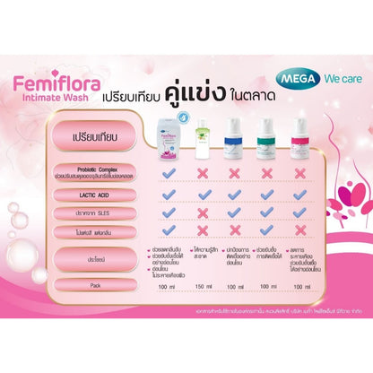 Mega We Care น้ำยาล้างจุดซ่อนเร้นสูตรพิเศษ Femiflora Intimate Wash 100 ml.