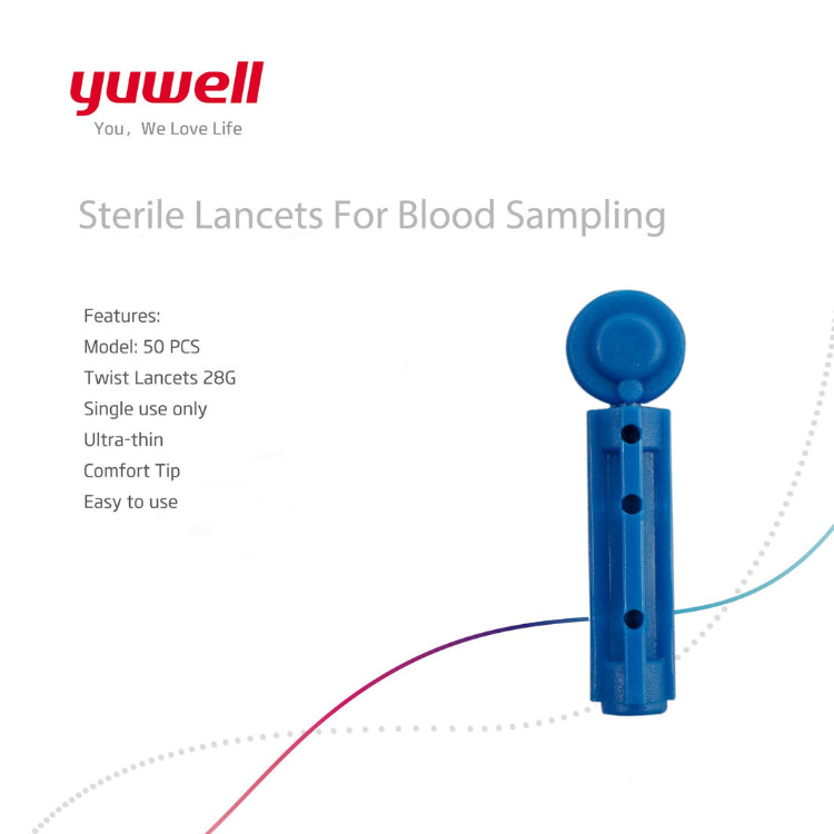 Yuwell Sterile Lancets [เข็มเจาะเลือดสำหรับเครื่องวัดน้ำตาลในเลือด] [แพ็ค 50 ชิ้น]