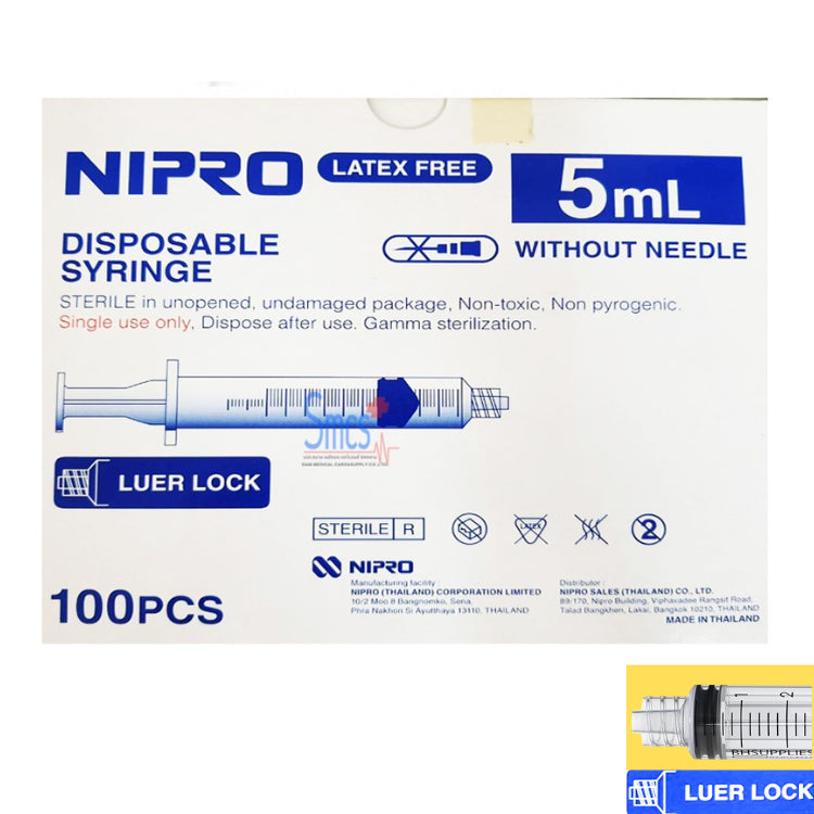 Nipro Disposable Syringe LL (1กล่อง) กระบอกฉีดยา นิโปร ไซริงค์ ขนาด 1 3 5 10 (100pcs) 20 (50pcs) ไม่มีเข็ม [Luer Lock]