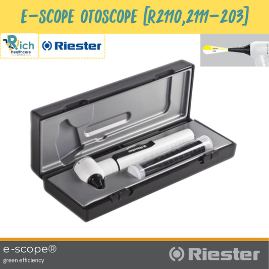 Riester ชุดอุปกรณ์สำหรับส่องตรวจหู แบบพกพา รุ่น e-scope F.O. Otoscope, LED3.7V (R2110,2111-203) [รับประกัน 1 ปี]