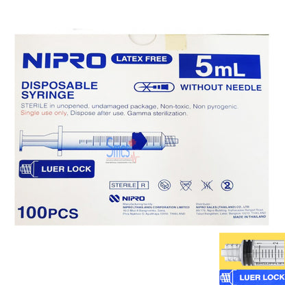 Nipro Disposable Syringe LL (1กล่อง) กระบอกฉีดยา นิโปร ไซริงค์ ขนาด 1 3 5 10 (100pcs) 20 (50pcs) ไม่มีเข็ม [Luer Lock]