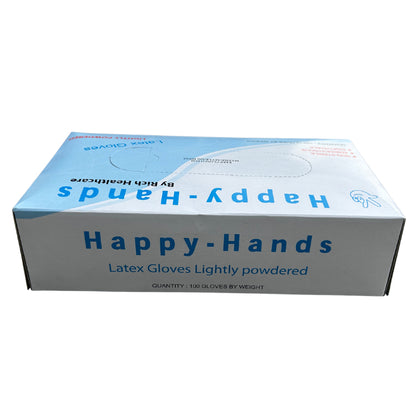 Happy Hands [Lightly Powder] Natural Latex Gloves [1box / 100 gloves]