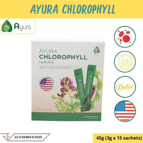 Ayura Chlorophyll from Alfalfa Extract Plus 45g [15 sachets / Box]