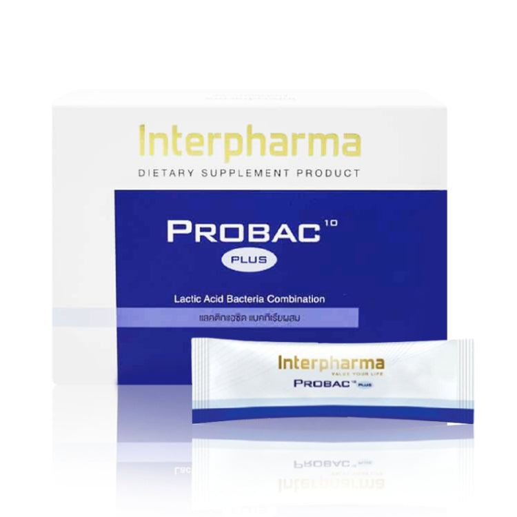 Interpharma Probac 10 plus (probiotics) มีชนิดของเชื้อจุลินทรีย์หลากหลายที่สุด ถึง 10 สายพันธุ์ (30 sachet)