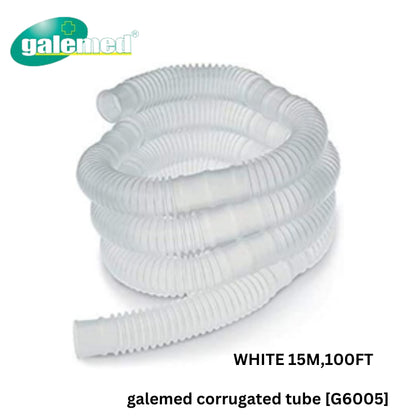 Galemed Oxygen Corrugated Tube สายงวงช้าง คอลลูเกต ท่อออกซิเจนสำหรับผู้ป่วยเจาะคอ สีขาว [15mm/22mm,100ft]