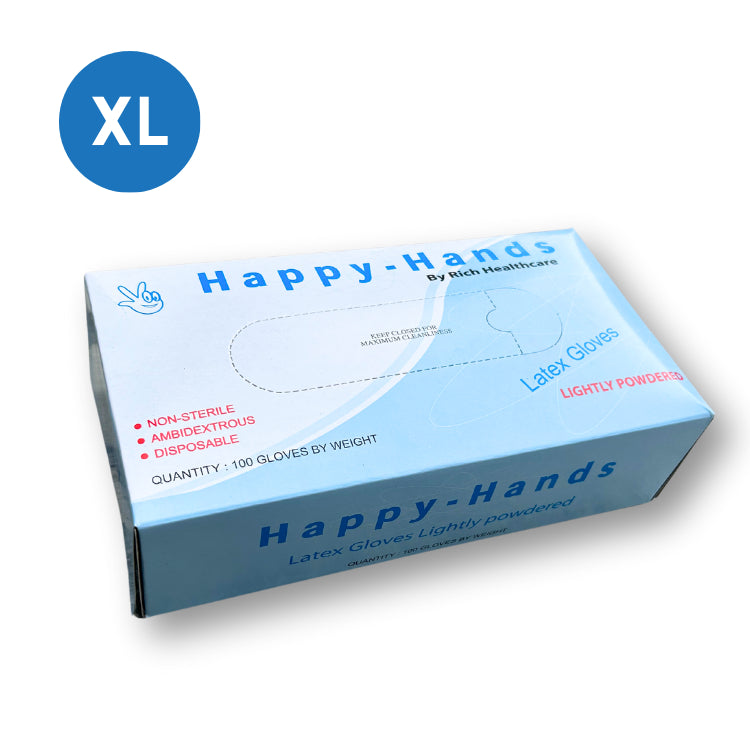 Happy Hands [Lightly Powder] Natural Latex Gloves [1box / 100 gloves]