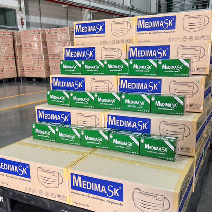 Medimask SK หน้ากากอนามัย 3ชั้น 50ชิ้น ต่อกล่อง พร้อมส่ง เกรดการแพทย์ ใช้ในโรงพยาบาล mask 50pcs (green)