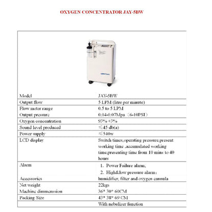 Longfian Oxygen Therapy Concentrator JAY-5BW 5 Litre [15 Months Warranty]