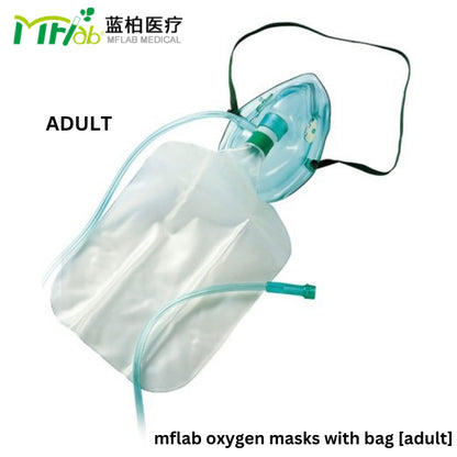 MFlab Oxygen Masks with Reservoir Bags for Single Use [Sterile]Adult/Child
