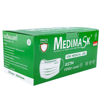 Medimask SK หน้ากากอนามัย 3ชั้น 50ชิ้น ต่อกล่อง พร้อมส่ง เกรดการแพทย์ ใช้ในโรงพยาบาล mask 50pcs (green)