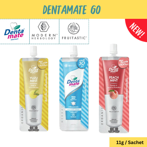 DENTAMATE (Fresh Mint / Yuzu Mint / Peach Mint) 11 g. เดนตาเมท ยาสีฟันสมุนไพรสกัด เฟรชมินต์ 11 กรัม