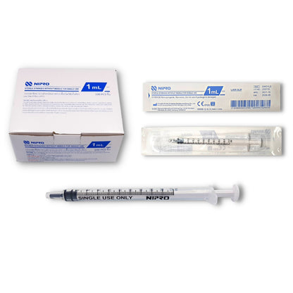 Nipro Syringe LDS 1ml ไซริ้งค์พลาสติก ขนาด 1ml หัวจุกดำ [Low dead space KDL] จำหน่ายต่อกล่อง [100pcs/box]