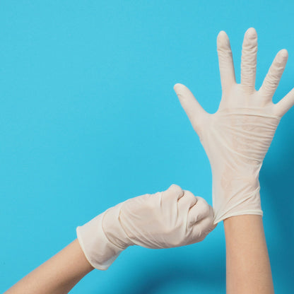 Latex Powdered Glove ถุงมือยาง ธรรมชาติ แบบมีแป้ง/แป้งน้อย [1กล่อง/100ชิ้น]