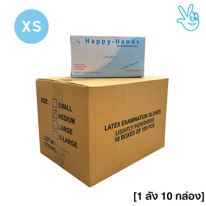 [Wholesale] Happy Hands [Lightly Powder] Latex Gloves [1 Carton = 10 Box]