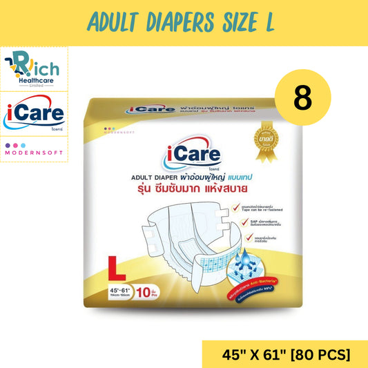 iCare Adult Diaper Platinum Size L (80pcs/Carton)