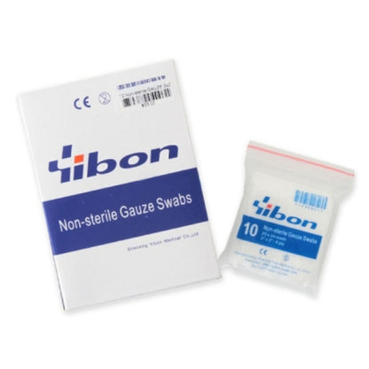 Yibon Non Sterile Gauze Swabs ผ้าก๊อซ 8 พับ ยิบบอน 2"x2", 3"x3", 4"x4" (10ชิ้น/ซอง)(10ซอง/กล่อง)