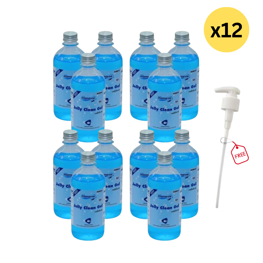 Mamarine Jelly Clean Alcohol Gel 75% ช่วยลดการสะสมของเชื้อแบคทีเรีย 99.9% 450ml
