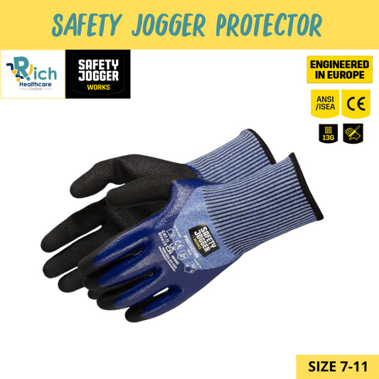 Rich Healthcare x Safety Jogger PROTECTOR ถุงมือเซฟตี้ ระดับ 5/C นิรภัย HPPE เคลือบยางไนไตร ได้มาตรฐานสากล