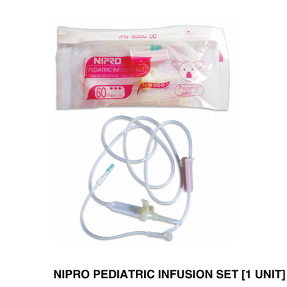 Nipro Pediatric infusion set [Non-DEHP] ชุดสายให้น้ำเกลือเด็ก สีชมพู 60 drops/ml, Sterile [1 Unit]