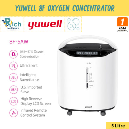 เครื่องผลิตออกซิเจน Yuwell (เครื่องผลิตออกซิเจน) 5 ลิตร รุ่น 8F-5AW [รับประกัน 1 ปี]