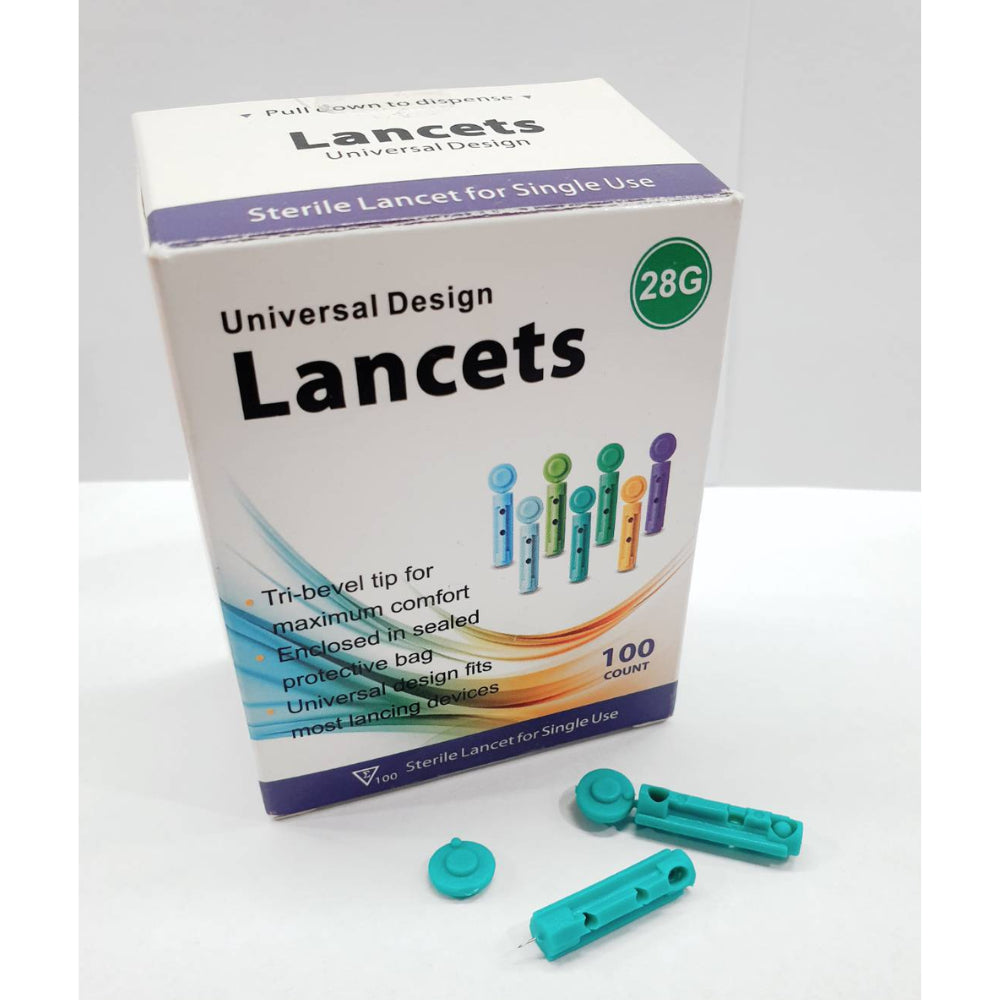 Universal Design Sterile Lancets เข็มเจาะเลือดสำหรับเครื่องตรวจวัดระดับน้ำตาล เบอร์ 28G [บรรจุ 100pcs]