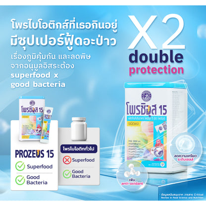 PROZEUS 15 Probiotic & Prebiotic (30 ซอง) โพรไบโอติกปรับสมดุลร่างกาย ผลิตภัณฑ์เสริมอาหาร โพรซิอุส 15
