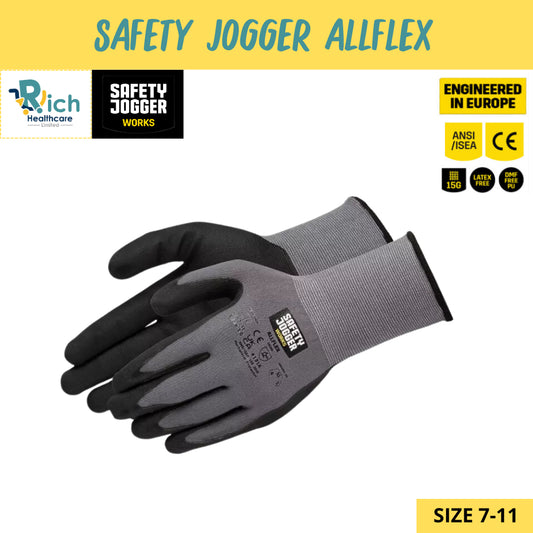 Rich Healthcare x Safety Jogger ALLFLEX ถุงมือเซฟตี้ ทนต่อน้ำมัน และความร้อนได้ดี ระบายอากาศดี ได้มาตรฐานสากล