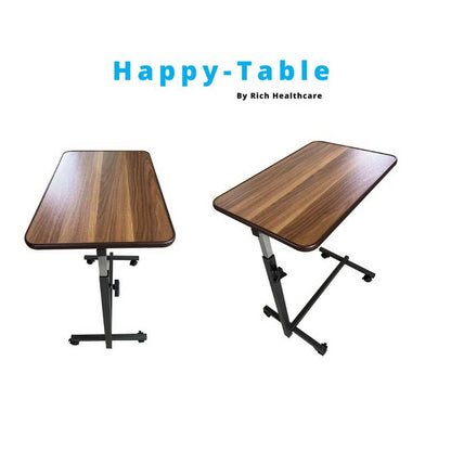 Luxury Happy Over Table โต๊ะคร่อมเตียง รุ่น พิเศษ Luxury หนาเเข็งเเรง สามรถปรับ สูงได้ / ปรับหน้าโต๊ะได้ / ขอบมนหนา