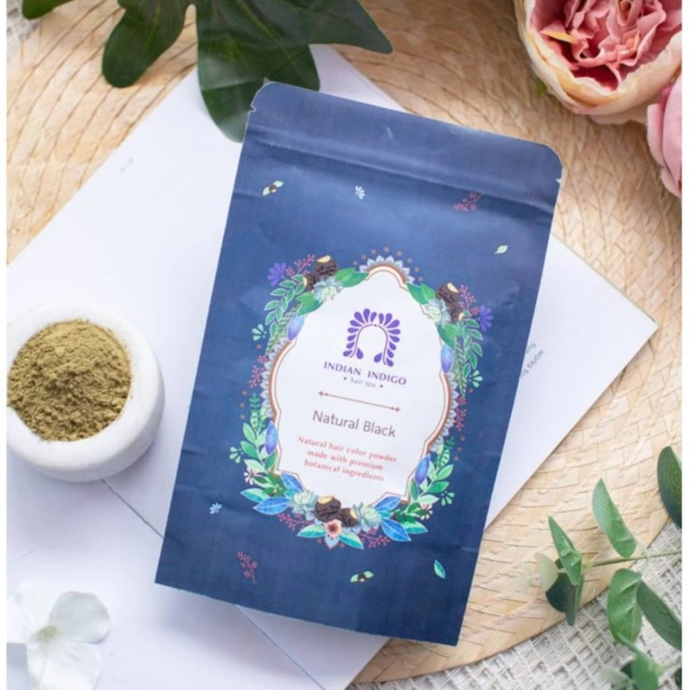 Indian Indigo Henna ผงพืชย้อมผม สี Natural Black /Dark Brown /Chestnut สูตรบอบบางแพ้ง่าย