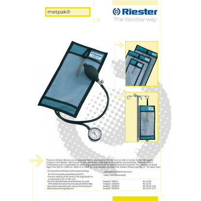 Riester Pressure Infusion Cuff [Metpak] ถุงเพิ่มความดันให้สารน้ำ อุปกรณ์บีบถุงเลือดหรือสารละลาย [รับประกันคุณภาพ 1 ปี]