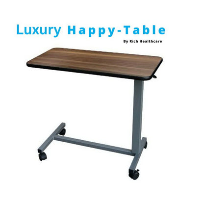 Yuwell / Happy Table Over Bed Table โต๊ะคร่อมเตียง โต๊ะอาหารอเนกประสงค์ ปรับความสูง ล้อล็อกได้ YU610 [รับประกัน 1 ปี]